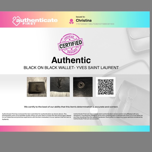 Yves Saint Laurent Black Embossed Leather Card Holder - Picture 16 of 16